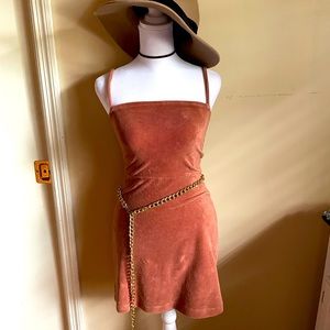 Peach corduroy fitted tank dress Forever 21